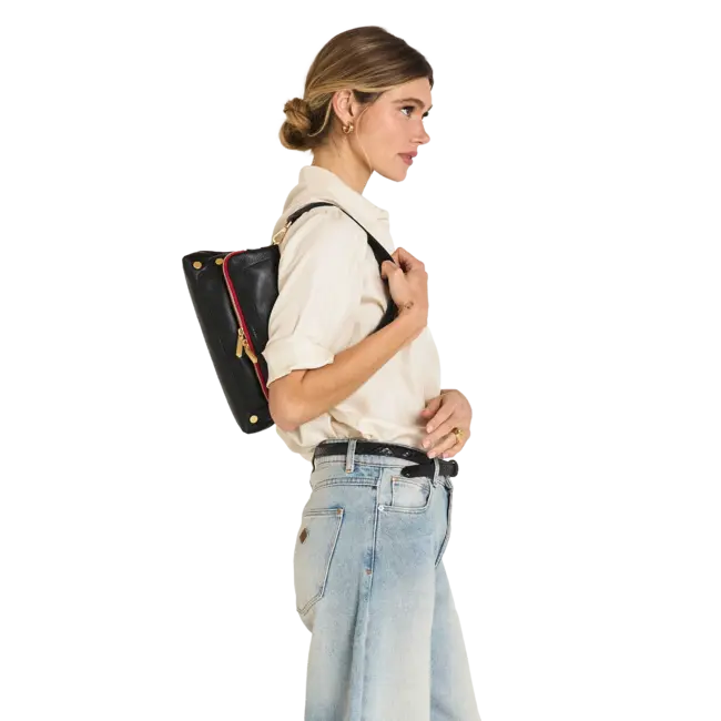 Hammitt Beverly Med- Black-BG- Red Zip