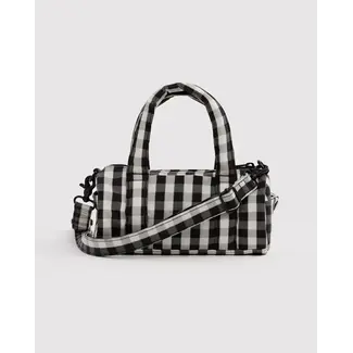 Baggu Small Nylon Duffle Bag - Black and Cream Gingham