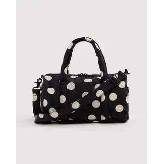 Baggu Nylon Duffle Bag - Black and Cream Polka Dot
