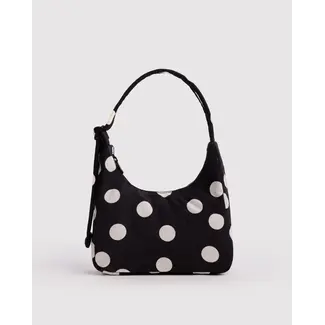 Baggu Mini Nylon Shoulder Bag - Black and Cream Polka Dot
