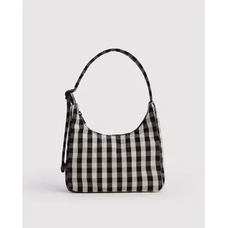 Baggu Mini Nylon Shoulder Bag - Black and Cream Gingham
