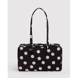 Baggu Medium Nylon Bowler Bag - Black and Cream Polka Dot