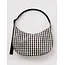 Baggu Large Nylon Crescent Bag - Black and Cream Gingham