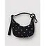 Baggu Crescent Bag Charm - Black and Sky Blue Micro Dot