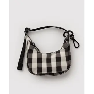Baggu Crescent Bag Charm - Black and Cream Gingham