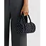 Baggu Small Nylon Duffle Bag - Black and Sky Blue Micro Dot