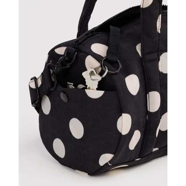 Baggu Nylon Duffle Bag - Black and Cream Polka Dot