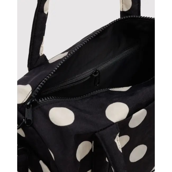 Baggu Nylon Duffle Bag - Black and Cream Polka Dot