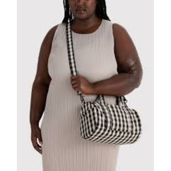 Baggu Nylon Duffle Bag - Black and Cream Gingham