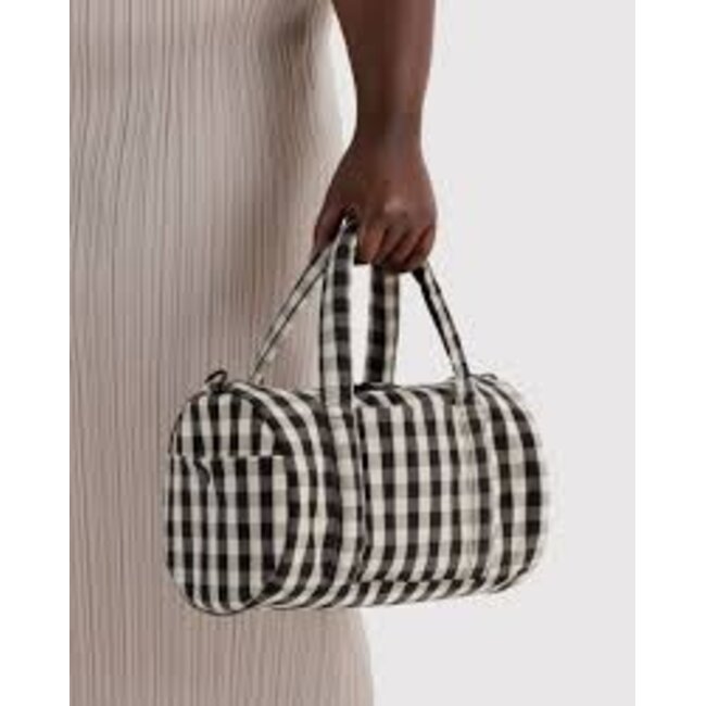 Baggu Nylon Duffle Bag - Black and Cream Gingham