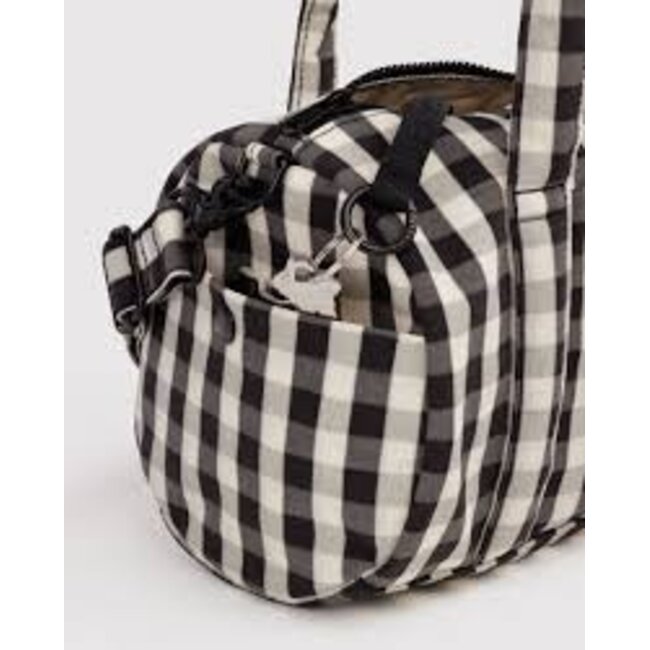 Baggu Nylon Duffle Bag - Black and Cream Gingham