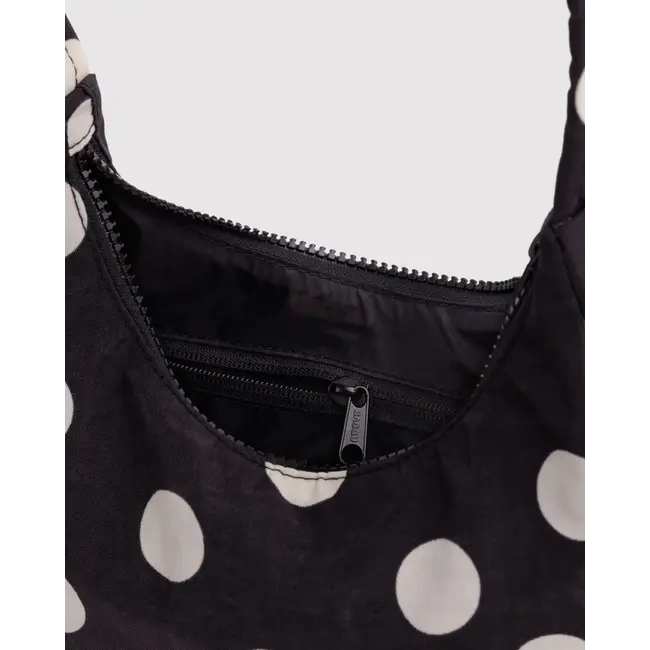 Baggu Mini Nylon Shoulder Bag - Black and Cream Polka Dot