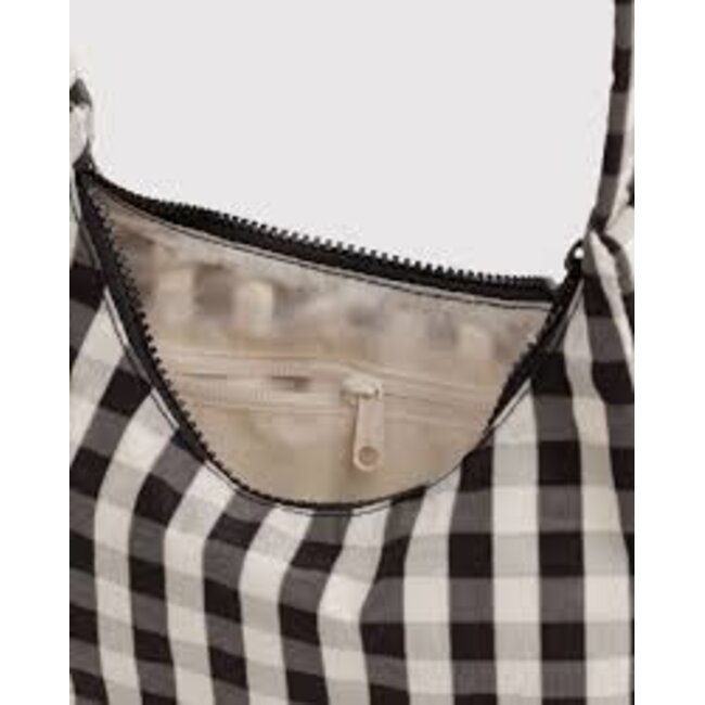 Baggu Mini Nylon Shoulder Bag - Black and Cream Gingham