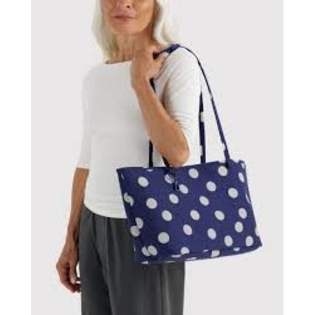 Baggu Medium Nylon Reversible Tote - Navy Polka Dot Mix