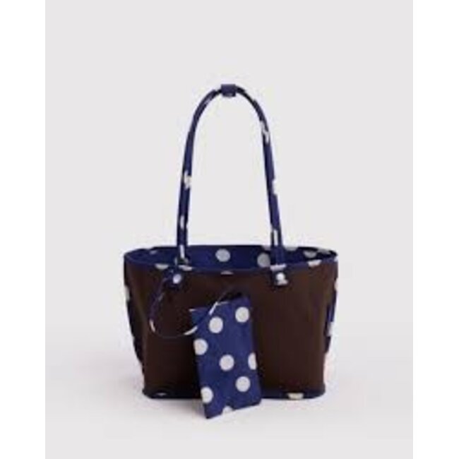 Baggu Medium Nylon Reversible Tote - Navy Polka Dot Mix