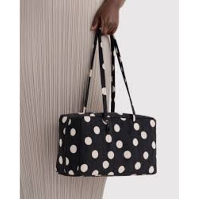 Baggu Medium Nylon Bowler Bag - Black and Cream Polka Dot