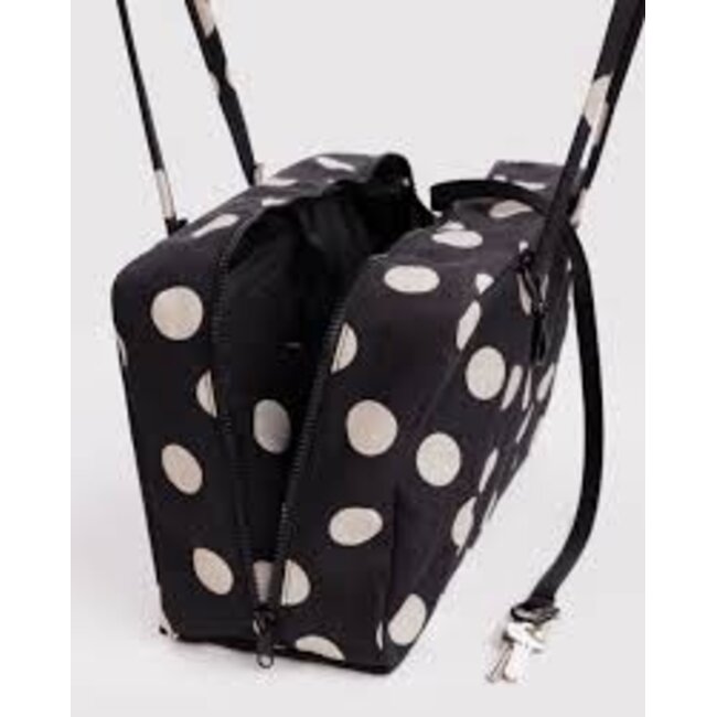 Baggu Medium Nylon Bowler Bag - Black and Cream Polka Dot