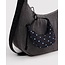 Baggu Crescent Bag Charm - Black and Sky Blue Micro Dot