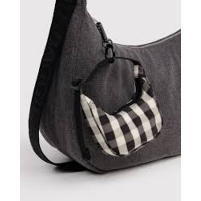 Baggu Crescent Bag Charm - Black and Cream Gingham