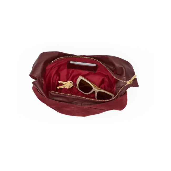 Hammitt Tom Zip Med-Cherrywood Suede-BG