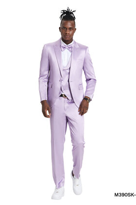 Tazzio  Sharkskin Suit - 3 Piece - Lavender