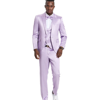 Tazzio  Sharkskin Suit - 3 Piece - Lavender
