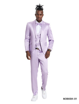 Tazzio  Sharkskin Suit - 3 Piece - Lavender