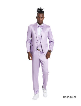 Tazzio  Sharkskin Suit - 3 Piece - Lavender