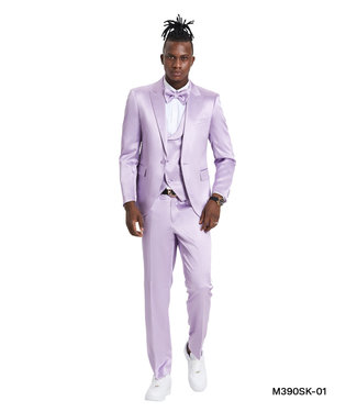 Tazzio Tazzio  Sharkskin Suit - 3 Piece - Lavender