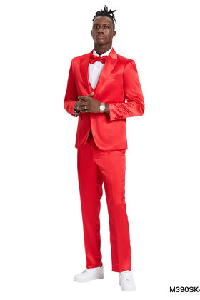 Tazzio Sharkskin Suit - 3 Piece - Red