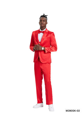 Tazzio Sharkskin Suit - 3 Piece - Red