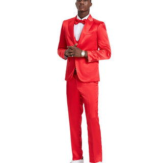 Tazzio Sharkskin Suit - 3 Piece - Red