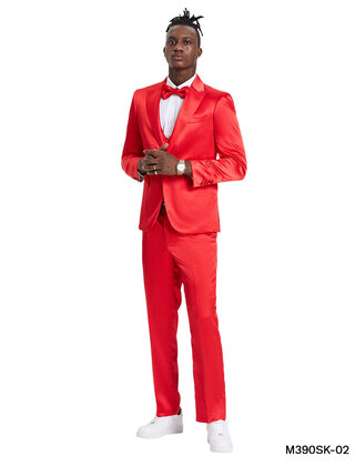 Tazzio Sharkskin Suit - 3 Piece - Red