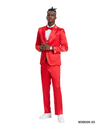 Tazzio Sharkskin Suit - 3 Piece - Red