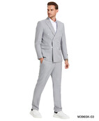 Tazzio Double Breasted Pinstripe Suit - 3 Piece - Light Grey