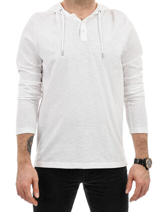 Michael Kors Slub Henley Hoodie - White