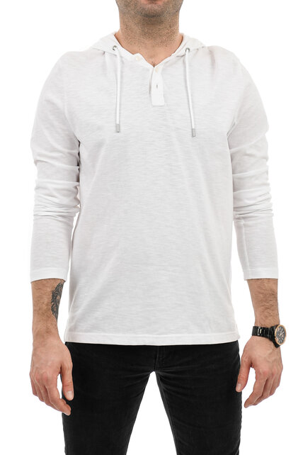 Michael Kors Slub Henley Hoodie - White