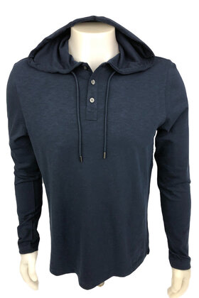 Michael Kors Slub Henley Hoodie - Midnight