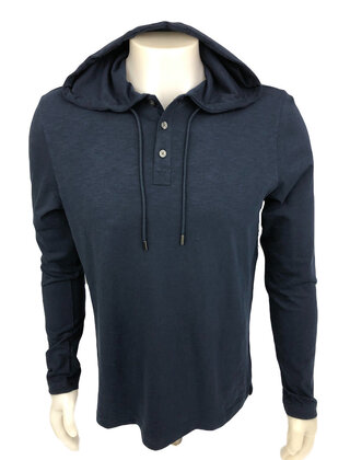 Michael Kors Slub Henley Hoodie - Midnight