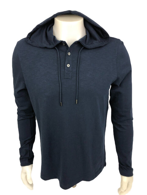 Michael Kors Slub Henley Hoodie - Midnight