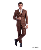Tazzio 2 Button Notch Lapel Sharkskin Suit - 3 Piece - Cognac Tazzio 2 Button Notch Lapel Sharkskin Suit - 3 Piece - Cognac