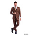 Tazzio Tazzio 2 Button Notch Lapel Sharkskin Suit - 3 Piece - Cognac