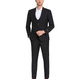 Tazzio Windowpane Suit - 3 Piece - Black