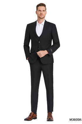 Tazzio Windowpane Suit - 3 Piece - Black