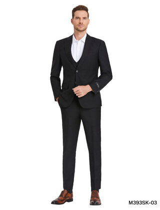 Tazzio Windowpane Suit - 3 Piece - Black