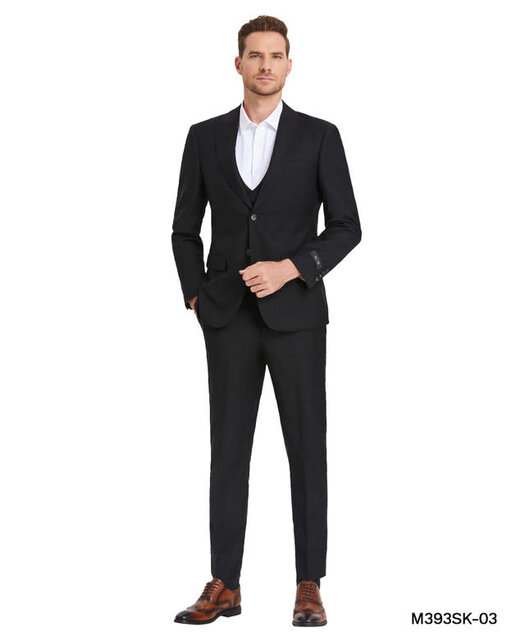 Tazzio Windowpane Suit - 3 Piece - Black Tazzio Windowpane Suit - 3 Piece - Black