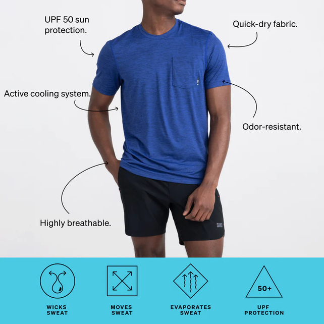 Saxx DROPTEMP Short Sleeve Crew - Sport Blue Heather