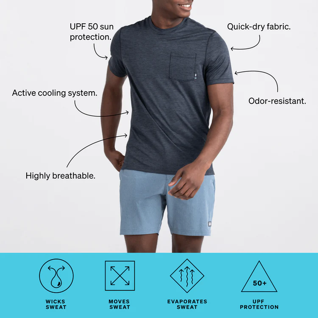 Saxx DROPTEMP Short Sleeve Crew - Turbulence Heather Saxx DROPTEMP Short Sleeve Crew - Turbulence Heather