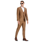 Tazzio Windowpane Suit - 3 Piece - Walnut