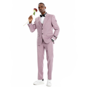 Tazzio 2 Button Peak Lapel Pinstripe Suit - 3 Piece - Dusty Rose
